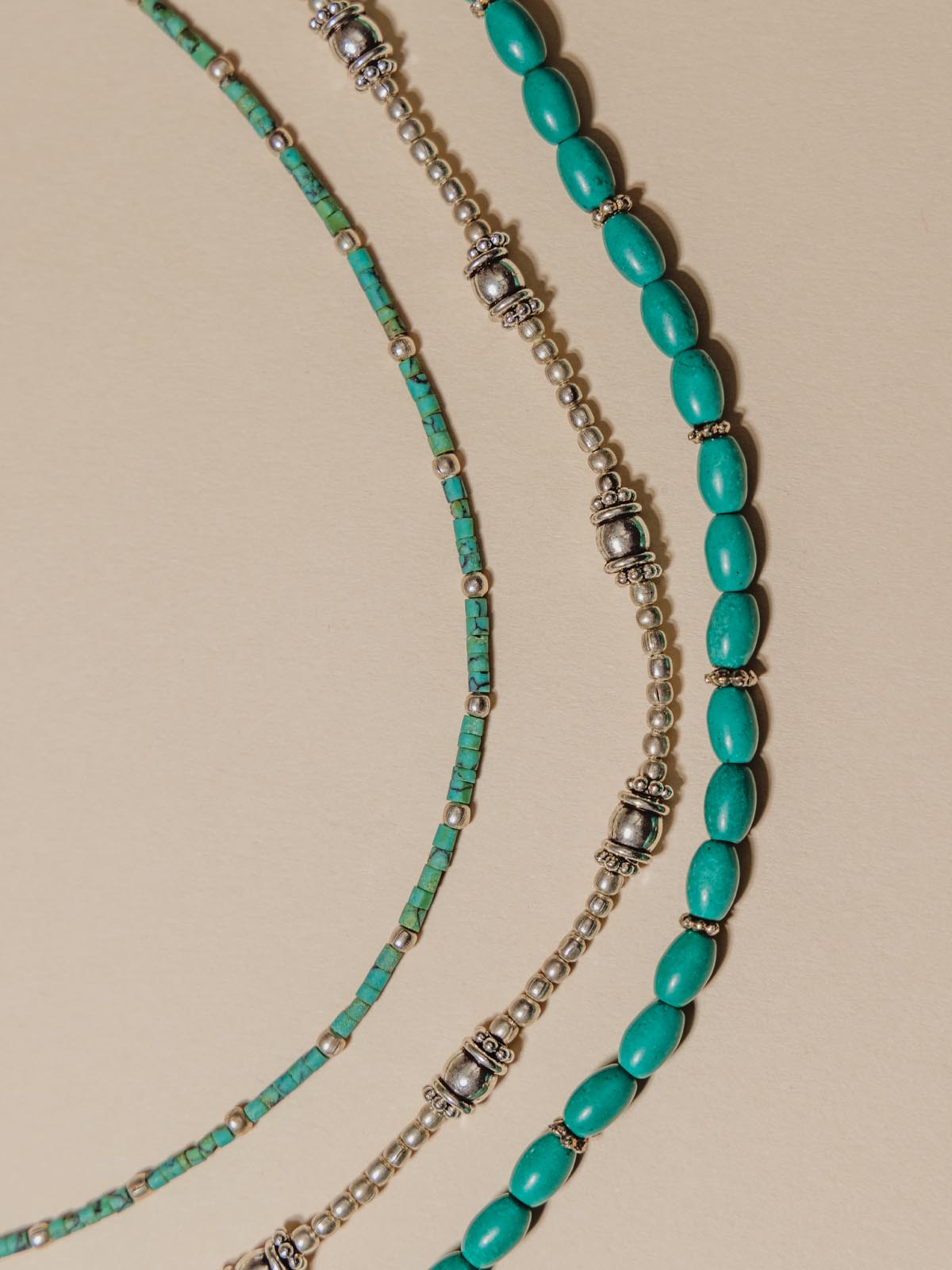 Set of 3 Turquoise and Joffa Silver Marketplace Necklaces – Layering Joffa 