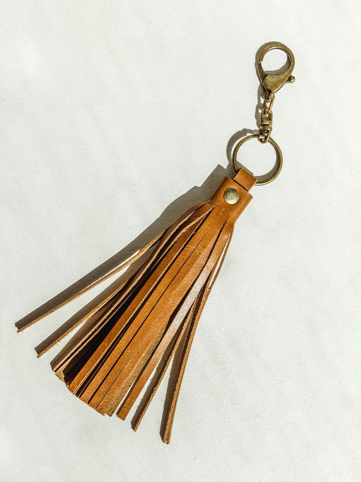 Leather hot sale fringe keychain