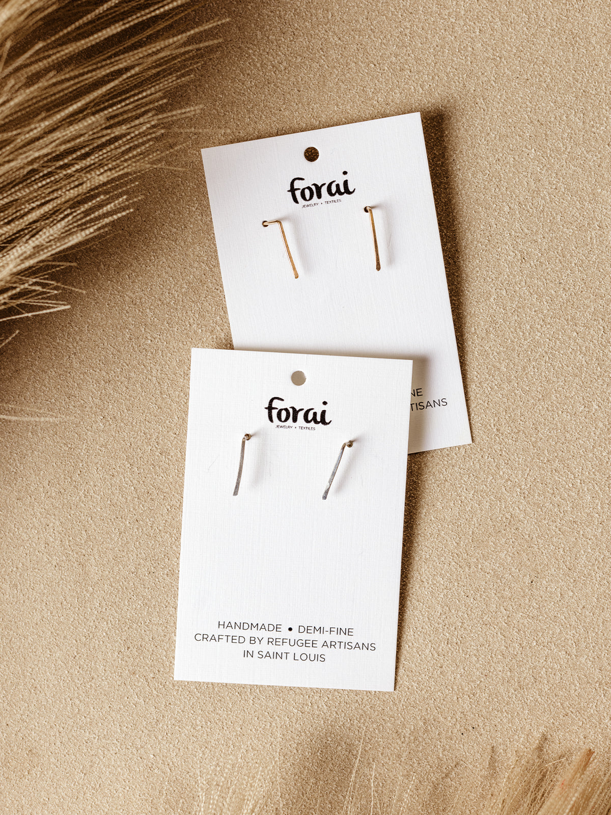 Indra Staple Threader Earrings