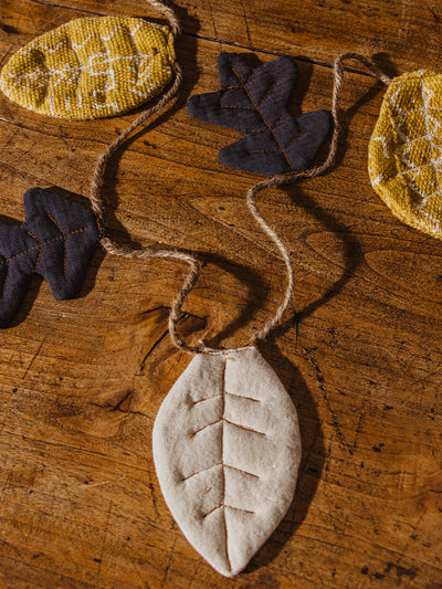 Closeup of fall leaf garland.