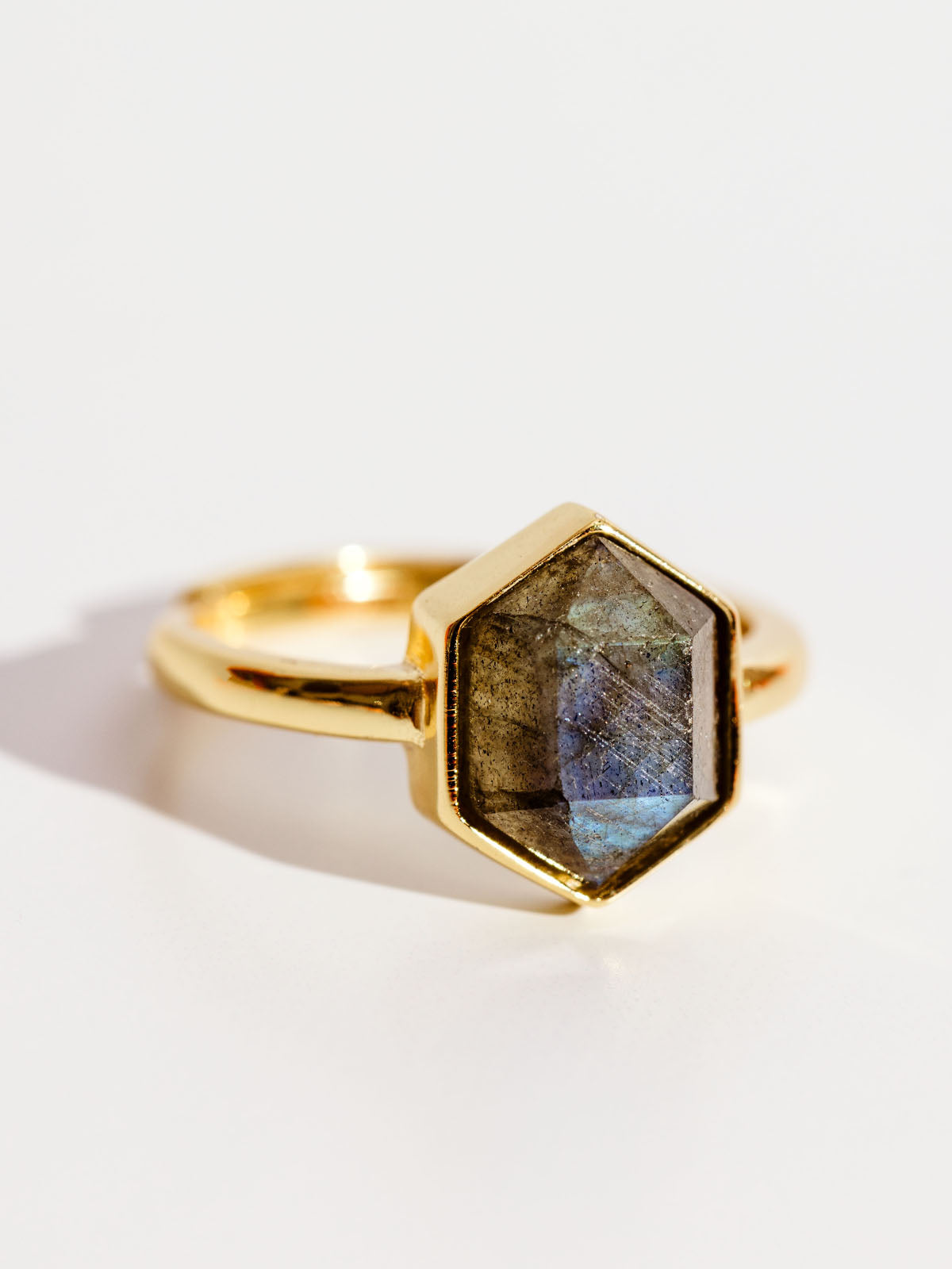 Labradorite ring on white