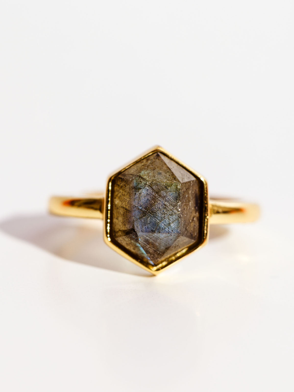 Labradorite ring on white