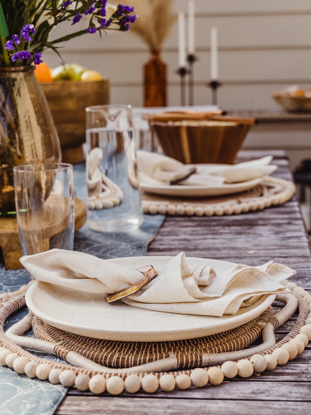 Cloth napkin on outdoor table settings